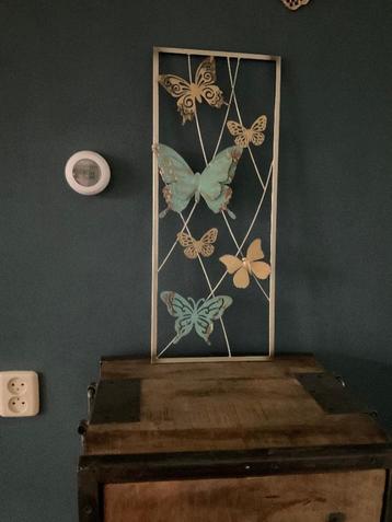 wanddecoratie vlinders metaal muur decoratie goud groen beschikbaar voor biedingen
