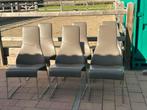 Lederen design stoelen - Pauwe Interieur (6-8 stuks), Huis en Inrichting, Gebruikt, Leer, Ophalen of Verzenden, Grijs