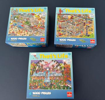 Set van 3x Thats life drukke puzzel 1000 stukjes trein beschikbaar voor biedingen