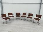 Eetkamer stoelen 6 stuks bruin met leuning!, Vijf, Zes of meer stoelen, Gebruikt, Bruin, Ophalen