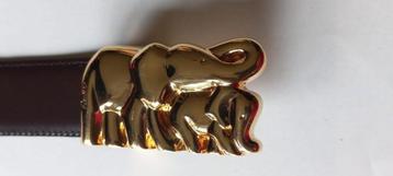 CARTIER riem bruin/zwart met gouden olifanten. beschikbaar voor biedingen