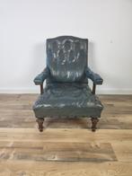 antiek lederen library chair fauteuil, Antiek en Kunst, Antiek | Meubels | Stoelen en Banken, Ophalen
