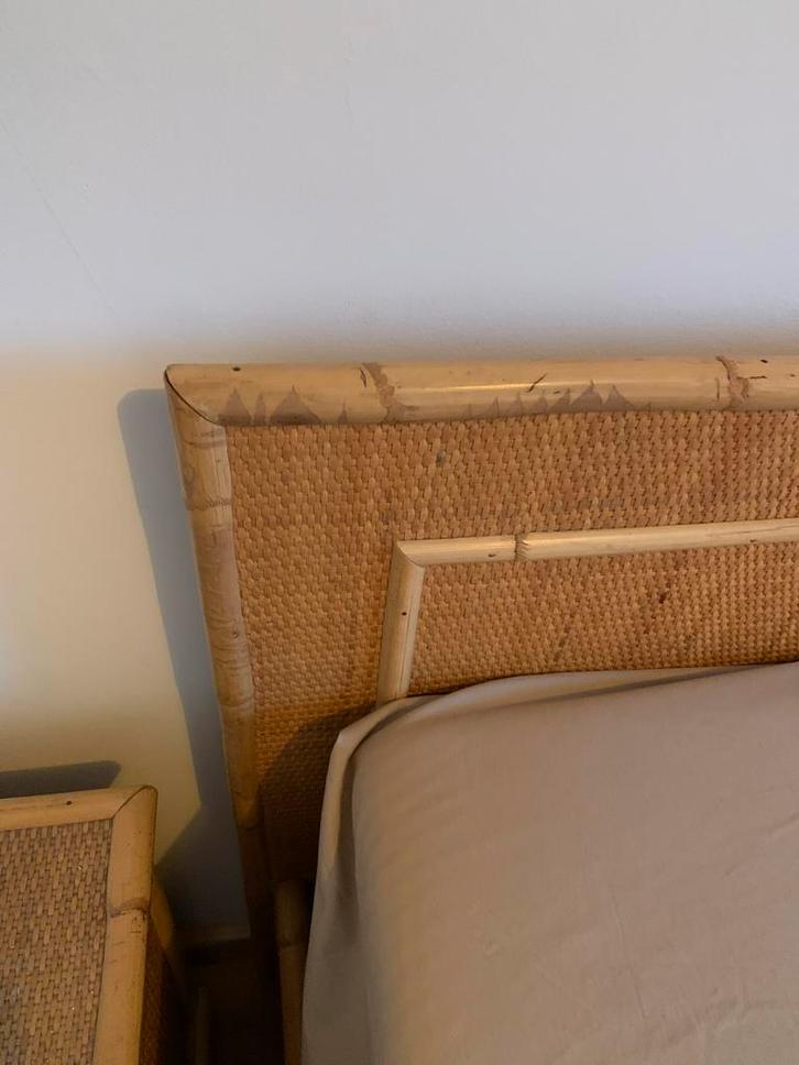 Dal Vera vintage tweepersoons bamboe bed, Huis en Inrichting, Slaapkamer | Bedden, Gebruikt, Hout, Ophalen