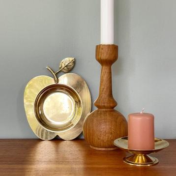 vintage messing appel SCHAALTJE kandelaar Deens Mid Century beschikbaar voor biedingen