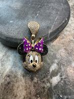 14k Gouden Mickey Mouse Hanger, Ophalen of Verzenden, Zo goed als nieuw, Met strass, Goud