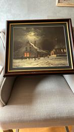 Leuke prent van sneeuwlandschap, Antiek en Kunst, Kunst | Schilderijen | Klassiek, Ophalen of Verzenden