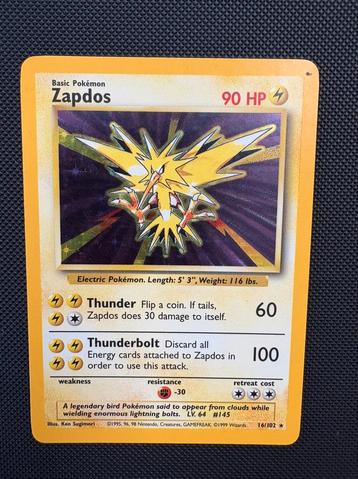 Zapdos holo 16/102 pokemon base set beschikbaar voor biedingen