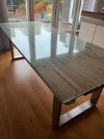 Teakhouten eetkamertafel Goossens, Huis en Inrichting, Tafels | Eettafels, Ophalen, Gebruikt, 200 cm of meer, 50 tot 100 cm