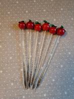 6  cocktailprikkers van glas 12.5 cm (retro), Ophalen of Verzenden, Zo goed als nieuw, Rvs of Chroom