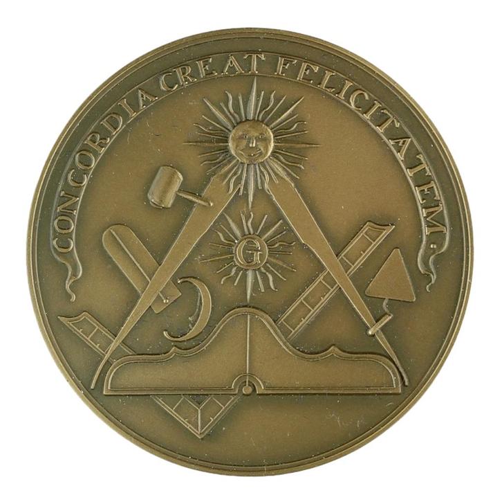 Onbekend - Penning, 1986 : Loge Concordia Paramaribo, Postzegels en Munten, Penningen en Medailles, Brons, Nederland, Verzenden