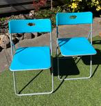 Klapstoelen Turquoise 2 stuks, Ophalen of Verzenden, Gebruikt, Kunststof