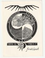 Loodsnede graficus Fred Koot nieuwjaarswens 1953 lichte vouw, Verzenden