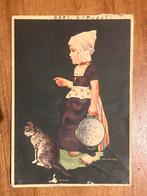 Meisje in klederdracht met Kat. Jan Wijga. 1946., Verzamelen, Ansichtkaarten | Themakaarten, Ophalen of Verzenden, 1940 tot 1960