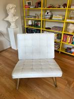 Wit lederen design stoel fauteuil chroom barcelona chair, Huis en Inrichting, Fauteuils, Ophalen, Gebruikt, Leer, Barcelona chair design stoel