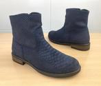 P.I.U.R.E. leer blauw laarsjes met crocostructuur mt 38 ZGAN, Blauw, Lage of Enkellaarzen, Ophalen of Verzenden, Zo goed als nieuw
