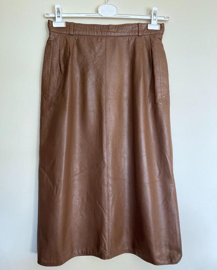 bruine rok van leer van Etienne Aigner, Kleding | Dames, Rokken, Gedragen, Maat 38/40 (M), Bruin, Onder de knie, Ophalen of Verzenden