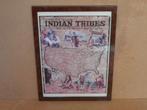 Oud Landkaart Amerikaanse Indian Tribes Indiaanse stammen US, Antiek en Kunst, Antiek | Schoolplaten, Ophalen of Verzenden, Stad- en Dorpsgezichten