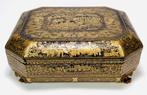 Lacquer mahjong doos met vergulde taferelen, China, ca. 1830, Antiek en Kunst, Ophalen of Verzenden