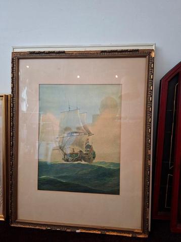 2 master zeilboot schilderij Hollandse vaart gekleurd  beschikbaar voor biedingen