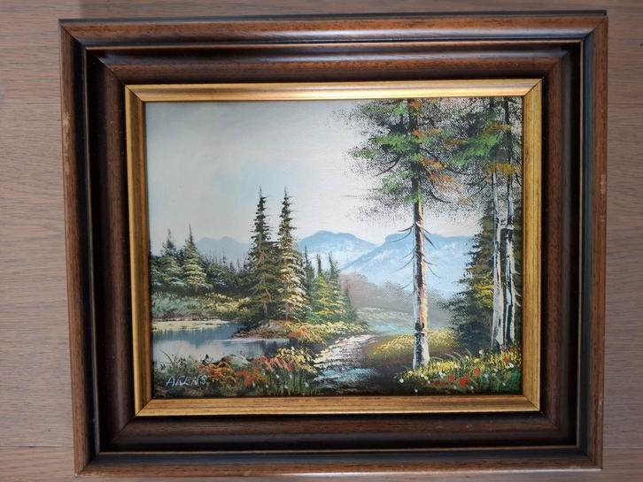 2 landschap schilderijtjes van Arens., Antiek en Kunst, Kunst | Schilderijen | Klassiek, Ophalen of Verzenden