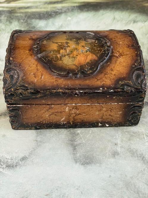 Mooi oud florantijns houten/ papier mache kistje, Antiek en Kunst, Curiosa en Brocante, Ophalen of Verzenden