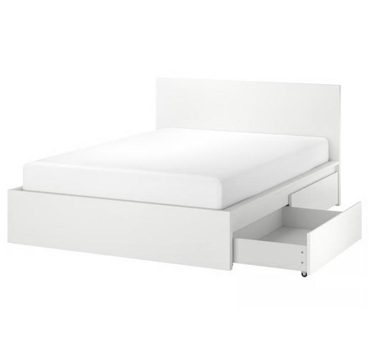 Bed (MALM IKEA), Huis en Inrichting, Slaapkamer | Bedden, Zo goed als nieuw, Tweepersoons, 140 cm, Hout, Wit, Ophalen