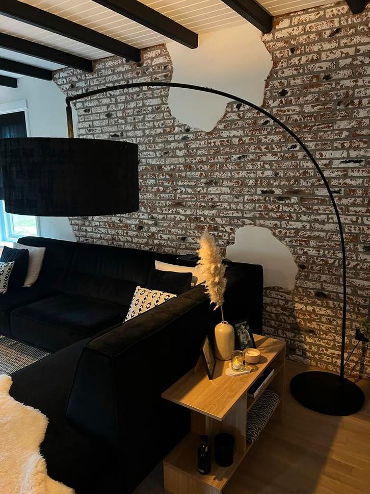 Elegante Booglamp met Zwarte Kap, Huis en Inrichting, Lampen | Vloerlampen, Zo goed als nieuw, 200 cm of meer, Metaal, Ophalen