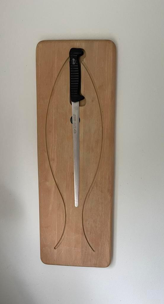 Sanelli houten visplank met mes, Huis en Inrichting, Keuken | Keukenbenodigdheden, Gebruikt, Ophalen of Verzenden