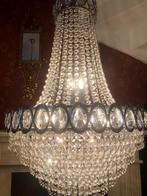Groot kristallen kroonluchter / zakkroonluchter zilver, Huis en Inrichting, Lampen | Kroonluchters, Ophalen of Verzenden, Zo goed als nieuw