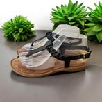 Lazamani Sandalen Maat 37 Zwart Bruin Slippers Leer, L, Verzenden, Zwart, Lazamani