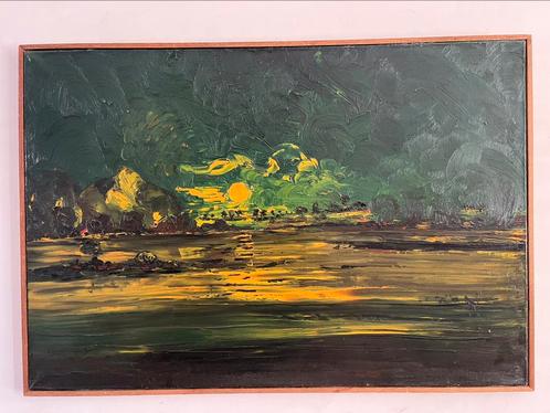 Schilderij olieverf op doek landschap Daan Langeweg, Antiek en Kunst, Kunst | Schilderijen | Klassiek, Ophalen of Verzenden