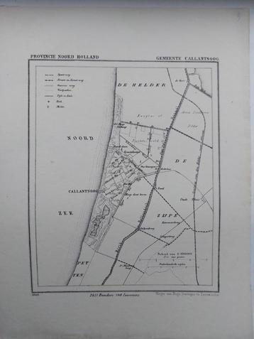 9 / Callantsoog Zijpe Petten Litho 1868 van J. Kuyper beschikbaar voor biedingen
