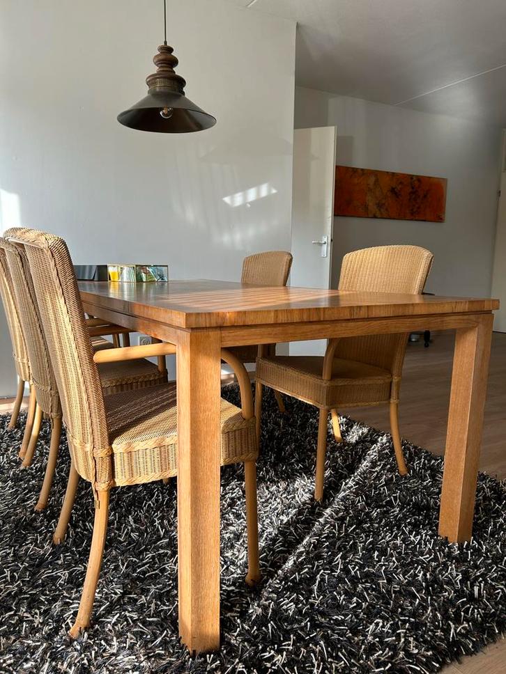 4 Loyd Loom Stoelen, Huis en Inrichting, Stoelen, Zo goed als nieuw, Vier, Riet of Rotan, Bruin, Ophalen