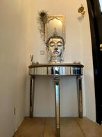Sidetable Spiegelend zilver | Beliani | Buddha, Huis en Inrichting, Tafels | Sidetables, Ophalen, Gebruikt, 50 tot 100 cm, Overige vormen