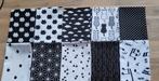 10 lieve lapjes katoen zwart wit, Nieuw, Ophalen of Verzenden, 30 tot 120 cm, Katoen