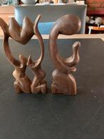 2 houten beeldjes van moeder en kind, Antiek en Kunst, Ophalen of Verzenden