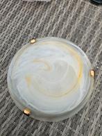 Vintage Plafondlamp Gemarmerd Glas, Ophalen of Verzenden, Gebruikt, Glas, Retro