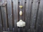 Vintage glazen lamp met katrol antiek, Huis en Inrichting, Lampen | Hanglampen, Ophalen of Verzenden, Glas, Minder dan 50 cm