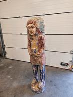 Houten standbeeld indiaan opperhoofd 160 cm, Antiek en Kunst, Ophalen