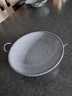 WADJAN  Grijs gewolkt emaille 28cm, Ophalen of Verzenden, Zo goed als nieuw, Overige materialen, Wok