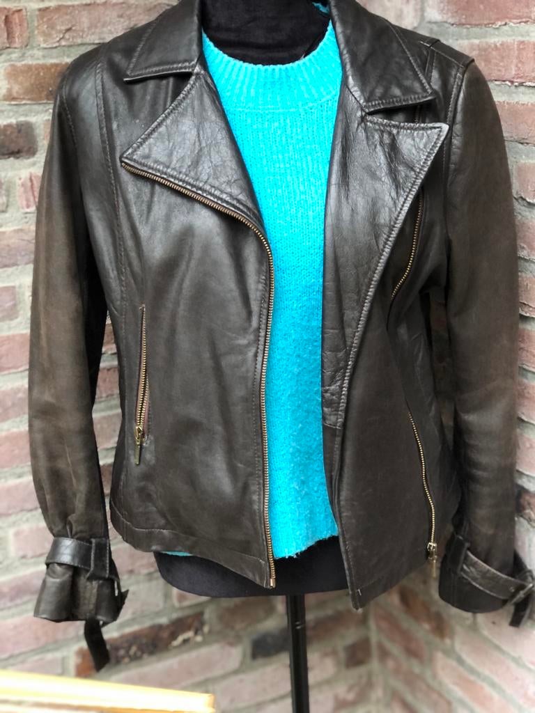 Leren (buiten) bicker jack, maat 38/40, Maat 38/40 (M), Bruin, Ophalen of Verzenden, Steps