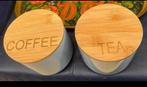 2- voorraadpotten voor koffie en thee .Houten deksel , nieuw, Diversen, Kerst, Ophalen of Verzenden, Zo goed als nieuw