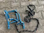 Bijna nieuw! Pony halster met bruin/turqoise geknoopte lijn, Ophalen of Verzenden, Zo goed als nieuw, Overige soorten