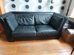 Zwart leren 2,5 zitsbank, Ophalen of Verzenden, Gebruikt, 75 tot 100 cm, Tweepersoons