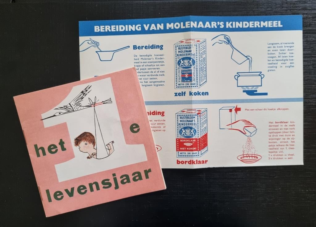 Boekje 1e levensjaar en folder Molenaar's Kindermeel, Ophalen of Verzenden, Gelezen, Folder