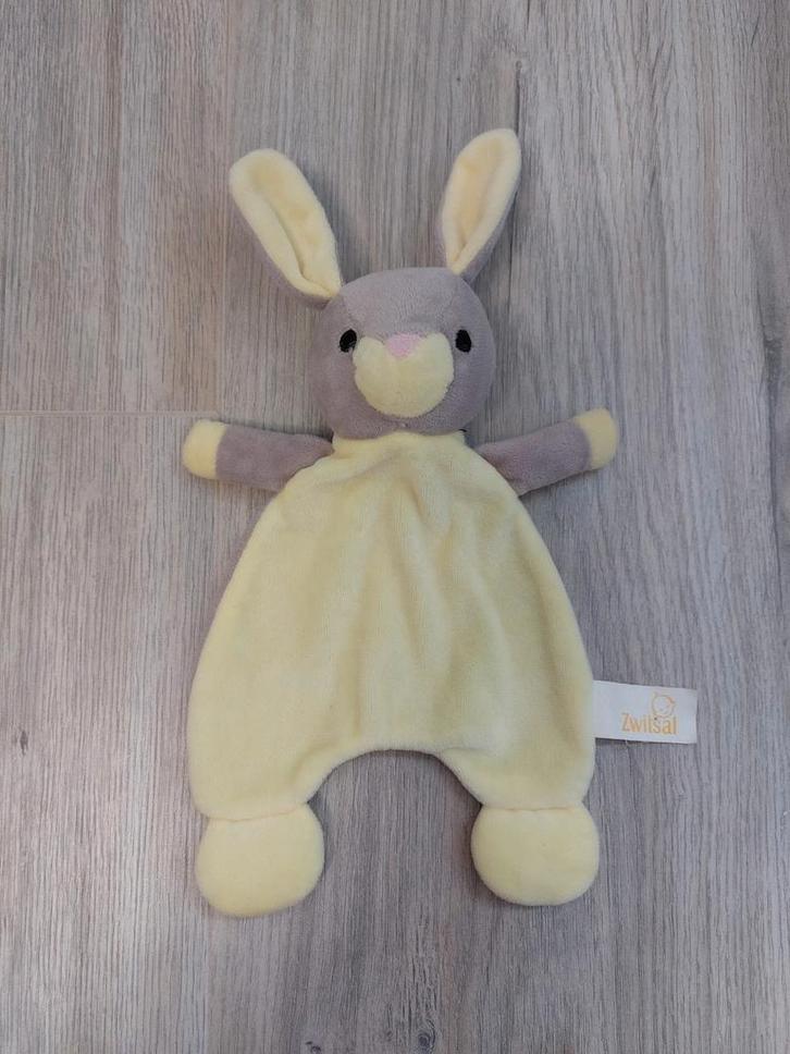 Knuffel knuffeldoekje Zwitsal konijn haas geel L1090, Kinderen en Baby's, Speelgoed | Knuffels en Pluche, Zo goed als nieuw, Konijn
