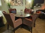 Hoi antieke Eettafel met goude poten met duure Stoelen leer, Ophalen, Zo goed als nieuw