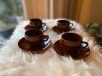 Vintage kop en schotels bruin 4x, Ophalen of Verzenden