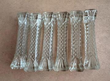 6 vintage messenleggers, glas beschikbaar voor biedingen