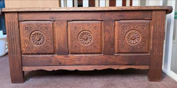 Antieke Houten Dekenkist - Bruin - 101x47x40 cm beschikbaar voor biedingen